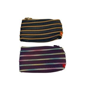 Striped Zippered Pouches